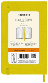 картинка Записная книжка Moleskine Classic Silk (тканевая обложка), (в линейку), Large (13х21см), желтая от магазина Молескинов