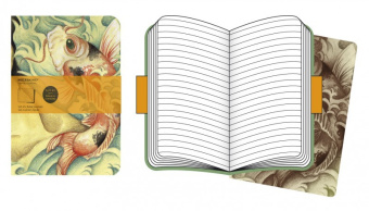 картинка Записная книжка Moleskine Cover Art (Carp Fish, в клетку, 2 шт.), Letter (21,5х28см), красная\зеленая от магазина Молескинов
