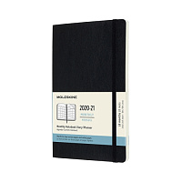 Ежемесячник Moleskine Classic Soft (мягкая обложка), (2020-2021), Large (13x21 см), черный
